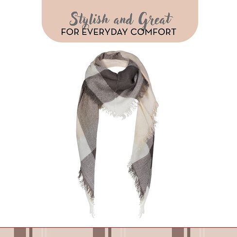 Plaid Blanket Scarf Winter Warm Fall Scarfs for Women, Lightweight Woven Soft Oversized Stylish Tartan Scarves Shawl Wraps in Kuwait