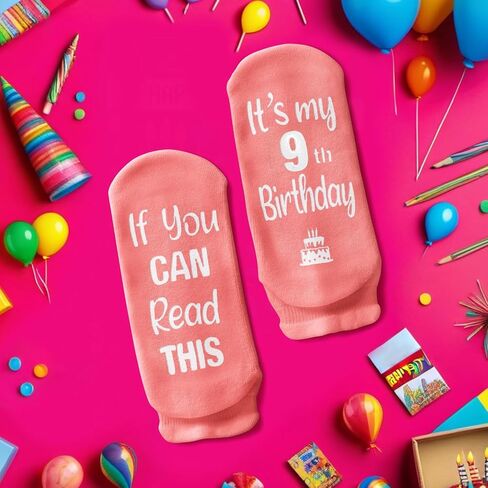 HAPPYPOP 7-12 Year Old Birthday Gifts - Socks for Kids Age 7-12, Birthday Gift for Boys Girls In 2 Pack with Greeting Card in Saudi Arabia