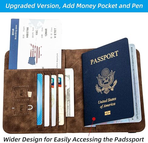 Passport Holder for travel - Cover Wallet -Travel Essentials RFID Blocking Travel Accessories for Women Men (navy blue) in Kuwait