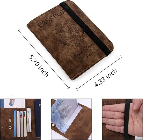 Passport Holder for travel - Cover Wallet -Travel Essentials RFID Blocking Travel Accessories for Women Men (navy blue) in Kuwait