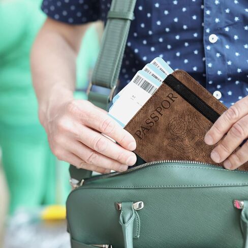 Passport Holder for travel - Cover Wallet -Travel Essentials RFID Blocking Travel Accessories for Women Men (navy blue) in Kuwait