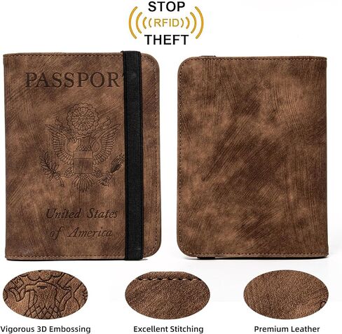 Passport Holder for travel - Cover Wallet -Travel Essentials RFID Blocking Travel Accessories for Women Men (navy blue) in Kuwait