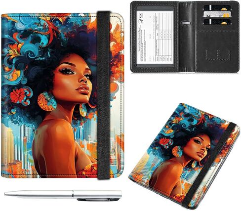 Passport and Vaccine Card Holder Cover Combo,Travel Passport Holder Wallet with RFID Blocking, Leather Vaccine Card Slot Passport Cover Case for Women & Men,African American Woman-1120 in Kuwait