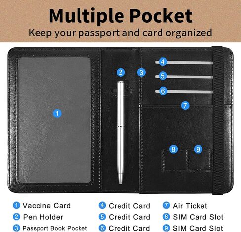 Passport and Vaccine Card Holder Cover Combo,Travel Passport Holder Wallet with RFID Blocking, Leather Vaccine Card Slot Passport Cover Case for Women & Men,African American Woman-1120 in Kuwait