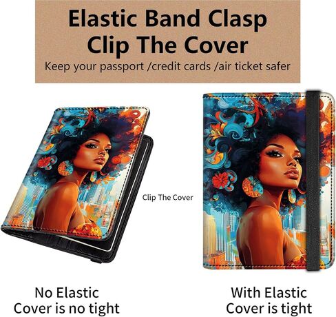 Passport and Vaccine Card Holder Cover Combo,Travel Passport Holder Wallet with RFID Blocking, Leather Vaccine Card Slot Passport Cover Case for Women & Men,African American Woman-1120 in Kuwait