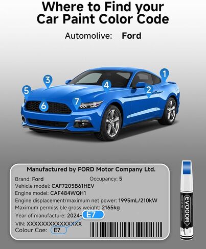 E7 VELOCITY Blue Metallic Touch Up Paint for Ford - MACTENT MATCH 2 in 1 Paint Pen in Kuwait