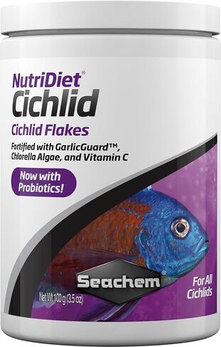 Seachem NutriDiet Cichlid Fish Flakes - Probiotic Formula with GarlicGuard 100g , 3.52 Ounce (Pack of 1) in Saudi Arabia