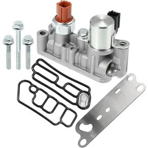 X AUTOHAUX 1 Set Car Engine Variable Timing Solenoid Front Spool Valve Solenoid Assembly with Oil Pressure Switch Gasket Bolts for Honda Pilot
