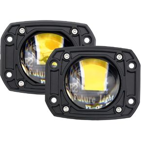Round Yellow/White Flush Mount LED Pod 2Pcs 3Inch 30W Backup Reverse Lights Front Bumper Lights Driving Fog Lights Behind Grille Lights fit for Trucks SUV ATV UTV
