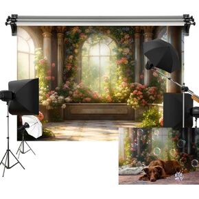 Kate Retro Castle Backdrop Romantic Flowers Windowsill Wedding Photo Background Photography Studio Props 7x5ft