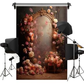 Kate Retro Fairy Tales Magic Mirror Flowers Photo Backdrop Fantastic Girls Princess Home Decoration Background Photography Studio Props 5x7ft