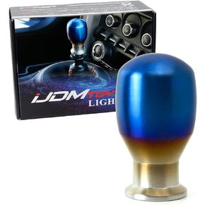 iJDMTOY Burnt Titanium Finish JDM Drop Shape Shift Knob Universal Fit Compatible with Most Car 4 5 6 Speed Manual or Automatic etc.