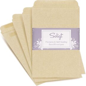 مغلفات بذور Soligt ذاتية الغلق، قابلة للطباعة - 100 قطعة، 3 بوصة × 4.5 بوصة، مظاريف ورقية صغيرة قابلة للإغلاق لتوفير البذور in Kuwait