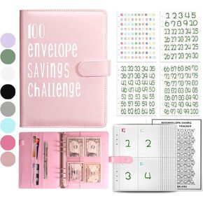100 Envelopes Challenge Binder Kit A5 Size Money Saving Budget Binder with Numbers 100 Day Cash Envelopes Savings Challenges Book Planning to Save $5050 Black