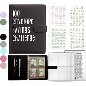 100 Envelopes Challenge Binder Kit A5 Size Money Saving Budget Binder with Numbers 100 Day Cash Envelopes Savings Challenges Book Planning to Save $5050 Black