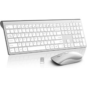 Wireless Keyboard Mouse Combo,Acozykitten 2.4G USB Full Size Wireless Computer Keyboard and Adjustable Mouse, Scissor Switch, Fn Lock, for Laptop PC Chromebook and Windows 11/10/7 - Grey