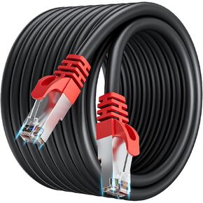 كابل إيثرنت Cat 7 بطول 500 قدم، كابل إيثرنت Cat 7 خارجي محمي ثلاثي، 24AWG عالي السرعة 10 جيجابت في الثانية 600 ميجا هرتز، دفن مباشر، مقاوم للماء، كابل شبكة SFTP LAN لألعاب جهاز التوجيه، 10 موصلات RJ45 in Kuwait
