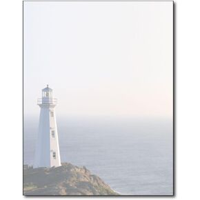 Lighthouse Stationery Paper - 80 Sheets - Peaceful Scenic Letterhead for Messages, Flyers, or Invitations