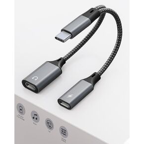 USB-C Male to Lightning Female Audio Adapter for iPhone 15, 2-in-1 USB C to Lightning Headphones Adapter and PD-60W Charger for iPad Pro, MacBook Pro, and More Devices with USB-C Port