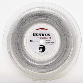Gamma Synthetic Gut Series W/Weatherguard Tennis Racket String - Playability & Extra Durability For All Playing Levels & Styles - 15L, 16 or 17 Gauge (Black, Blue, Gold, Silver, White, Yellow)