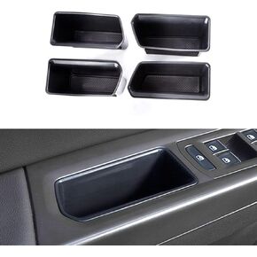 Armrest Container Door Handle Storage Organizer Box Tray for VW Volkswagen Atlas Cross Sport 2018 2019 2020 2021 2022, ABS Black, 4pcs