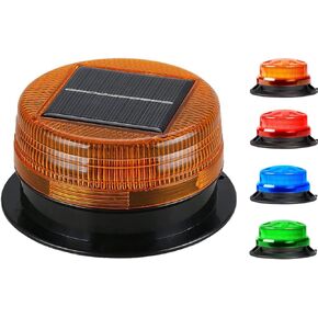 Solar LED Beacon Light Emergency Warning Strobe Light with Magnetic Base, Wireless Waterproof Recovery Beacon Light for Cars Truck Tractors Bus Forklift SUV Construction Vehicle