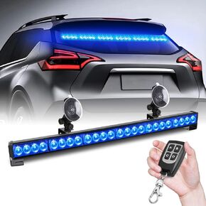 TeddyTT Emergency Strobe Lights Bar Directional Traffic Advisor Warning Strobe Flash Visor Lights for Vehicles Trucks Suction Bracket 27 Inch 6 Panel Led Wireless Remote Control Amber and White