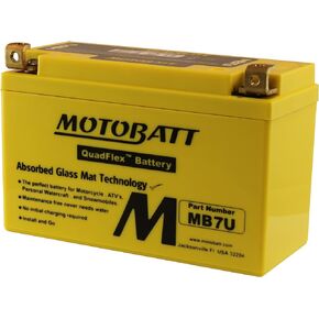 MotoBatt MB7U (12V 6.5 Amp) 100CCA Factory Activated QuadFlex AGM Battery, Large