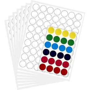 White Circle Labels Printable Sticker Sheets for Inkjet/Laser Printers, Removable Stickers Printing Labels Round 1 inch with Template Included, 5 Sheets - 315 Pack