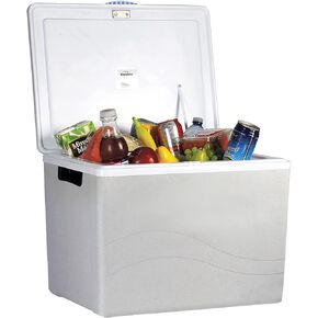 Koolatron Electric Portable Cooler Plug in 12V Car Cooler/Warmer 36 qt (34 L), No Ice Thermo Electric Portable Fridge for Camping, Travel Road Trips Trucking with 12 Volt DC Power Cord, Gray/White.