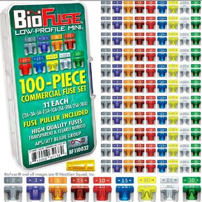 Low Profile Mini ATT 100 Piece Automotive Commercial Car Fuse Assortment (99 LP-Mini Blade Fuses + Fuse Puller) 2A 3A 5A 7.5A 10A 15A 20A 25A 30A