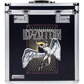 Vaultz Vinyl Record Storage Box - Locking 50 Album Holder & Organizer - Great Alternative to Flimsy LP Crate - 14.4 x 13.4 x 9.6 Inches - Led Zeppelin Album Design