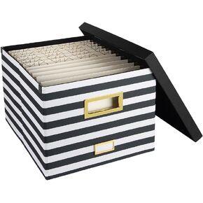 BLU MONACO File Boxes for Hanging Files with Lid: Black Document Organizer Box, Hanging File Box, File Organizer Box, File Storage Box, File Folder Box with Lid for Letter and Legal Size Paperwork