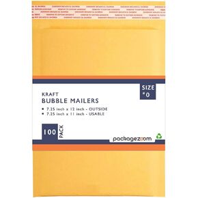 PackageZoom #0 6x10 Padded Envelopes Kraft Bubble Mailer Shipping Envelopes 250 Pack