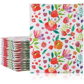 SHIPKEY 8x12 Inches Bubble Mailers, 20 PCS Sihippng Mailers, Purple Flower Shipping Bags for Cosmetics and Photos Protection (20x30cm, Seal Included)