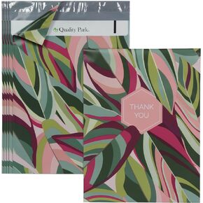 Quality Park Thank You Poly Mailers, 10 x13 Inch Shipping Envelopes, 100 Pack, Self Seal, Waterproof Shipping Bags for Clothing, Leaf (QUA89300)