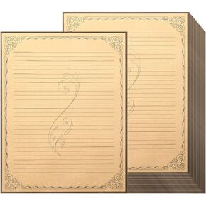 200 Sheets Vintage Lined Stationery Paper Retro Stationary Supplies Scrapbook Loose Lined Paper Letter Writing Paper for Writing Letters, Envelopes, Poems, Lyrics, Office School, 8.5 x 11 Inch