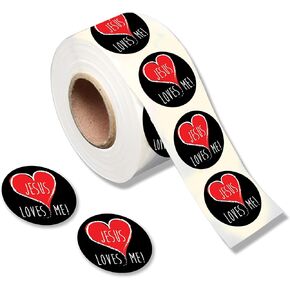 Jesus Loves Me Stickers, Bible Journaling Supplies, Faith Stickers for Water Bottles, Scrapbooks, Planners, Christian Decor (1 roll -250 Stickers)