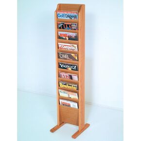 Wooden Mallet 10-Pocket Cascade Free-Standing Magazine Rack, Mahogany