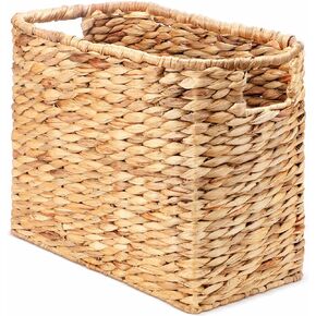 Tatuo Seagrass Magazine Baskets Magazine Holder Tall Narrow Woven Storage Basket Wicker Basket Floor Bathroom Home Office Handwoven Holder for Books, Newspaper, File and Mail(Dark Brown)