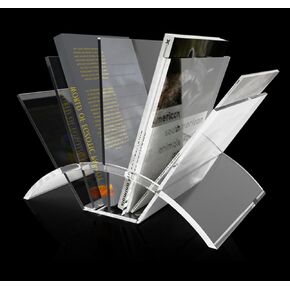 رف مجلة أكريليك شفاف كريستالي من الأكريليك المكتبي حامل مجلات سطح المكتب حامل عرض حامل ملفات المستندات منظم تخزين الرف للكتب والمجلات والمنشورات والمجلدات والأظرف in Kuwait