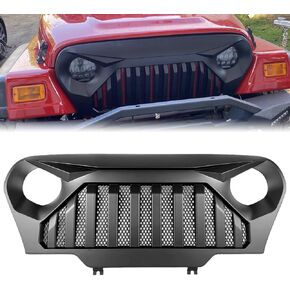 Matte Black Grille For Jeep Wrangler TJ Gladiator Vader Grill W Mesh 1997 1998 1999 2000 2001 2002 2003 2004 2005 2006