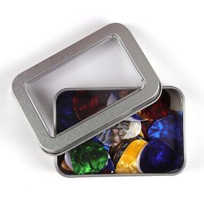 Guitar Picks,60 Pcs Medium Celluloid Guitar Picks for Acoustic Guitar Bass and Ukulele Include a Tin Case for Storage