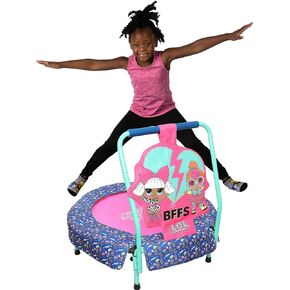 LOL Surprise! OMG Dolls Mini Trampoline, BFFs Indoor Kids Trampoline for Toddlers with Handle, Features Neon Q.T and Diva, Teal in Kuwait
