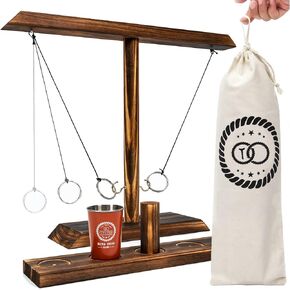 Ring Toss Games for Adults, Hook and Ring Game with Exclusive Carrying case & Unique Stainless Shot Glass, Super Easy to Assemble, XL Size(15.7" X 13") Shot Ladder, Tabletop Drinking, Outdoor