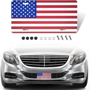 gunhunt Pack-1 American Flag License Plate, Personalise License Plate with 4 Holes, Rust-Proof Metal Car Plates, Car Universal Novelty Patriotic Vehicle Tag (Black #American Flag)