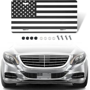 gunhunt Pack-1 American Flag License Plate, Personalise License Plate with 4 Holes, Rust-Proof Metal Car Plates, Car Universal Novelty Patriotic Vehicle Tag (Black #American Flag)