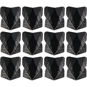 PATIKIL Dart Flights, 12 Pack PET Standard Darts Accessories Replacement Parts for Soft Tip Steel Tip, Geometric Style, Black, Gray