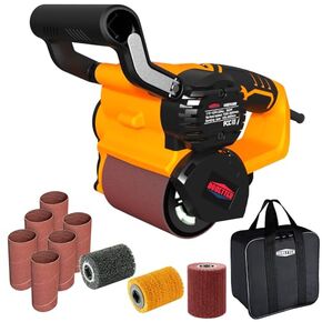 Drum Sander for Woodworking, Surface Conditioning Tool, Burnishing Polishing Machine, Paint Stripper Remover, Variable Speed Tool with VAC Nozzle and Tool Bag- DBDS500
