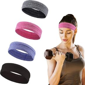 Workout Sweatbands for Women Head Non Slip Super Soft Stretchy Athletic Headband Moisture Wicking Headband for Running Man­